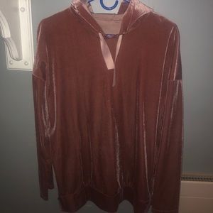Faux velvet pink hoodie